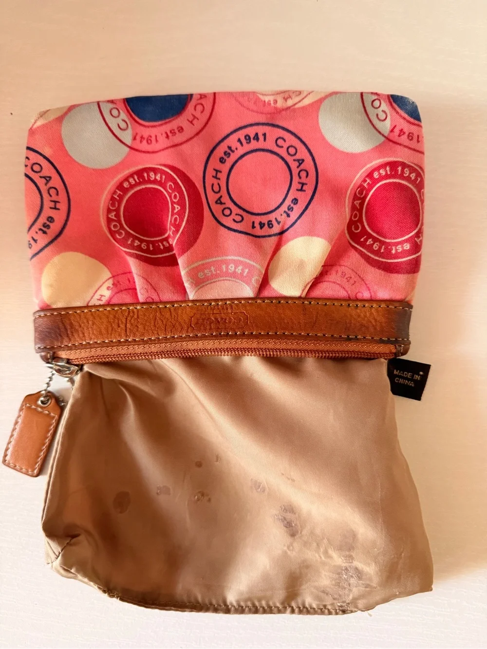 Coach Leah Polka Dot Passport Stamp Wristlet from the late 2000s/Y2K era.